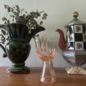 Vintage Pink Depression Glass Hand
